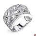Spring Celebration: Sterling Silver Nature Motif Size 8 Filigree Cocktail Ring with CZ Diamonds