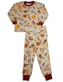 Saras Prints - Toddler Boys Long Sleeve Sports Pajamas, Khaki, Orange (Size 2)