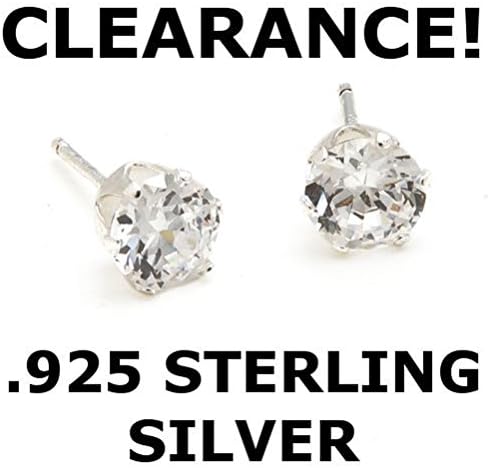 Crystalbella Fashion Sterling Silver 2 Ct. Large 6Mm Round Cz Studs Earrings