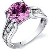 Solitaire Style 2.75 carats Pink Sapphire Ring in Sterling Silver Available in Sizes 5 thru 9