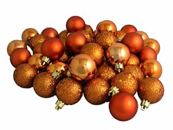 96ct Burnt Orange Shatterproof 4-Finish Christmas Ball Ornaments 1.5" (40mm)