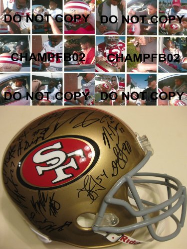 2011 SAN FRANCISCO 49ERS,TEAM SIGNED RIDDELL FULL SIZE HELMET WITH PROOF + COA, FRANK GORE AND PATRICK WILLIS PLUS MORE