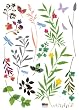 Reusable Easy Wall Applique Stickers - Vintage Print Field (Dragonflies and Butterflies)
