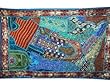 Indian Tapestry Beaded Blue Red Wall Hanging Sari Throw