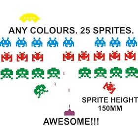 Space invaders wall art vinyl stickers decals
