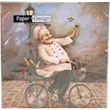 3 packs of French Chef on Bicycle cocktail napkins, pack of 20