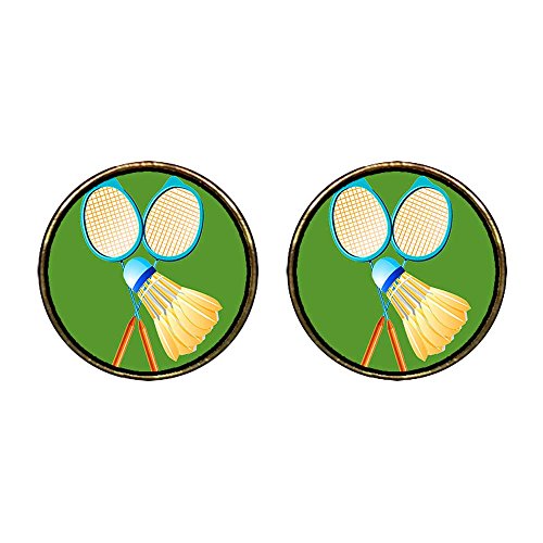 Chicforest Gold Plated Olympics funny badminton face Photo Stud Earrings 12mm Diameter