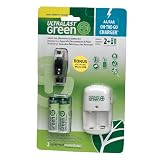 UltraLast Green 2AA/AAA/USB On-the-Go Charger with 2 AA Everyday Precharged Batteries
