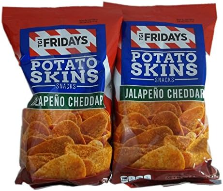 TGI Fridays Potato Skins Jalapeno Cheddar Chips 4.5 oz Bag (Pack of 2)
