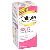 Caltrate 600 Plus D Calcium Supplement Tablets with Vitamin D, 60-Count Bottles (Pack of 3)