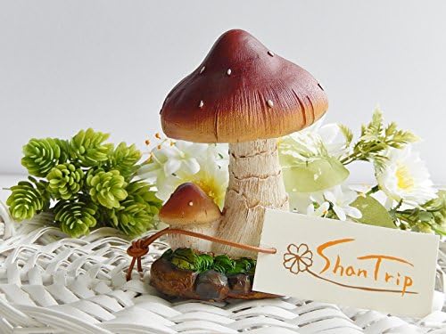 Garden ornament mushroom object garden figurine ( Brown , about 12cm height )