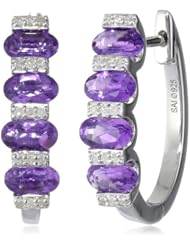 Sterling Silver Diamond-Accented Hoop Earrings