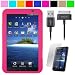 Premium Protective Soft Silicone Skin Cover for Samsung Galaxy Tab 7 inch Tablet WiFi 3G Samsung P1000 + Anti Glare Clear Screen Protector for Samsung Galaxy Tab P1000 + OEM Samsung USB Data Cable for Samsung Galaxy Tab P 1000 + SumacLife TM Wisdom Courage Wristband (Many Colors Available), Hot Pink