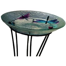 Evergreen 2GB016 Glass Bird Bath, Dragonfly, 18-Inches Diameter