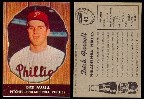 1958 Hires Root Beer Regular (Baseball) Card# 43 Dick Farrell of the Philadelphia Phillies VGX Condition at Amazon.com