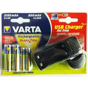 Chargeur USB + 2 Batteries AA + 2 Batteries AAA [Appareils électroniques]