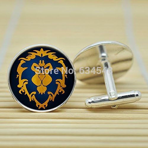 Pretty Lee Wow World Of Warcraft Logo Alliance In Silver Cufflinks Glass Cabochon Cufflinks C3078