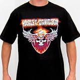 Harley-Davidson® Black Flaming Chrome Skull Small B&S Tee BR302903010
