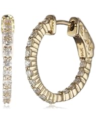 14kt Yellow Gold Diamond Inside and Outside Shared-Prong Hoops, 1 Cttw (H-I Color, SI2-I1 Clarity)