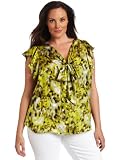 Ak Anne Klein Women's Plus-Size Modern Camouflage Blouse With Tie