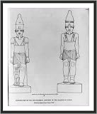 Historic Print (L): [Egyptian antiquities in the Sudan]: Restoration of the two colossal statues in the Isla