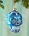 Christopher Radko Blue La Calavera Day of the Dead Skull Glass Christmas Ornament