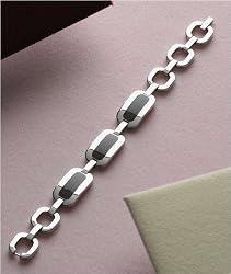 J-Steel by Fyn Studios Stainless-Steel Open Link Bracelet with 3 Smoke Lexan Inlays JSF-843332001341
