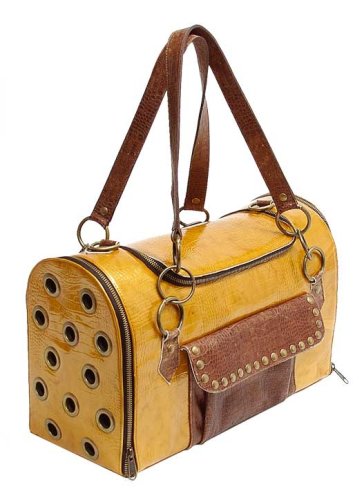 Golden Embossed Croc Leather Cilinder Carrier