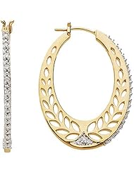 14K Yellow Gold Diamond Hoop Earrings - 0.33 Ct. -- LIFETIME WARRANTY