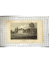 Home: Antique Print of 1811 Sandwell Hall Staffordshire Lord Darmouth Engraving - old-print