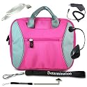 Kindle DX Kroo TAG 2-TONE Nylon Carrying Case (Magenta) + USB Data Cable + Black Car Charger + Black E-Reader Light + Determination Strap (Combo)