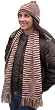 Handmade Alpaca Natural Fiber Scarf and Hat Set - Mocha Stripes