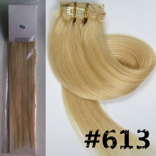 21 Color 15" 18" 20"22" Straight Remy Clip in Real Human Hair Extensions 70gr/7pcs 80g/7pcs 100g/8pcs 160g/10pcs For Full Head (20inch 100g/8pcs, Color #613 Bleach Blonde)