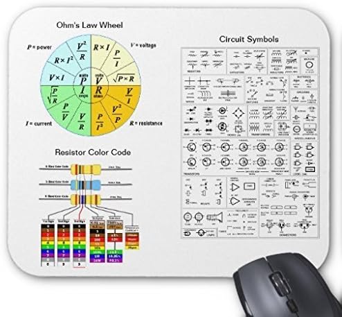 lisaKim Ohm's Law, Resistor Color Code, Circuit Symbols Office&amp;Gaming Rectangle Mouse Pad in 250mm*200mm*3mm