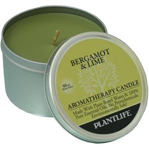 Bergamot and Lime Aromatherapy Candle- 50 hr burn time- made with 100% pure essential oils by Plantlife