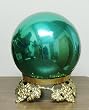 Spring Green Stainless Steel Gazing Globe with Polished Brass Grape Stand (8 inch)