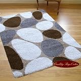 Modern Moonwalk Pebbles Rug Beige, Brown, Cream & Grey 1.2m x 1.7m (4' x 5'6 approx)