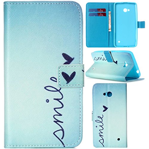 lumia 640 Case,nokia lumia 640 Case,Gift_Source Brand [Kickstand Feature] Luxury Wallet PU Leather Folio Wallet Flip Case Cover Built-in Card Slots for Microsoft Nokia Lumia 640 Case(Smile)