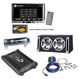 Lanzar Car DVD Player, Speaker and Amplifier Package with Power Capacitor - SDN72UBD 7'' Double Din TFT Monitor Touch Screen DVD/MPEG4/MP3/DIVX/CD-R/USB/SD/AM/FM/RDS w/Build-in Bluetooth - HTG237 1000 Watt 2 Channel Mosfet Amplifier - VCHB210 Vector 2000 Watts Dual 10'' Slim Designed Bass Box Enclosure - LQ16CAP Contaq 1.6 Farad 12 Volt Power Capacitor - AMPKIT8 Contaq 1200 Watt 8 Gauge Power Amp Kit