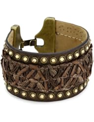 Streets Ahead Chocolate Woven on Leather with Lt Colorado Topaz Crystals Cuff Bracelet
