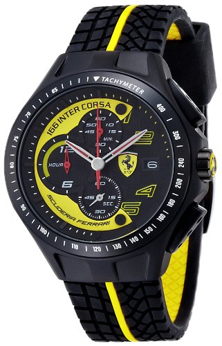 Ferrari - 830078 - Montre Homme - Quartz Analogique - Cadran Noir - Bracelet Silicone Noir