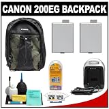 Canon 200EG Deluxe Digital SLR Camera Backpack Case + (2) LP-E5 Batteries + Charger + Accessory Kit for Canon EOS Rebel XS, XSi, T1i