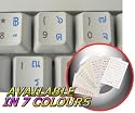THAI KEYBOARD STICKERS WITH BLUE LETTERING ON TRANSPARENT BACKGROUND