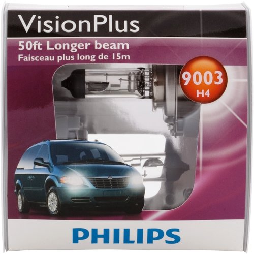 Philips 9003 VisionPlus Headlight Bulb, Pack of 2