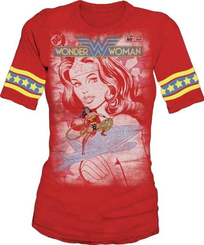  Wonder Woman Image Raglan Red Juniors T-Shirt Tee
