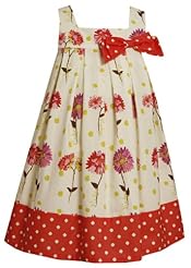 Girls Square Neck Knee Length Sleeveless Empire   Waistline Floral Print Dots Print Cotton/Polyester Pleated  Babydoll Party Dress  With a Bow(s)