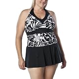 Women's Plus-Size Merona® Ebony/White One-Piece Skirted Swim Dress