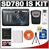 Canon PowerShot SD780 IS Digital ELPH Camera (Black) + 8GB SD Card + Case + NB-4L + Accessory Kit