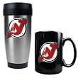 New Jersey Devils Stainless Steel Travel Tumbler & Black Ceramic Mug Set - Primary Logo NHL Hockey