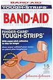 Band-Aid Brand Adhesive Bandages, Tough-Strips, Finger-Care, 15-Count Bandages (Pack of 6)